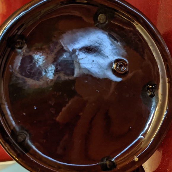 VTG Redware Rooster Batter & Syrup Brown Pitchers - Picture 11 of 11